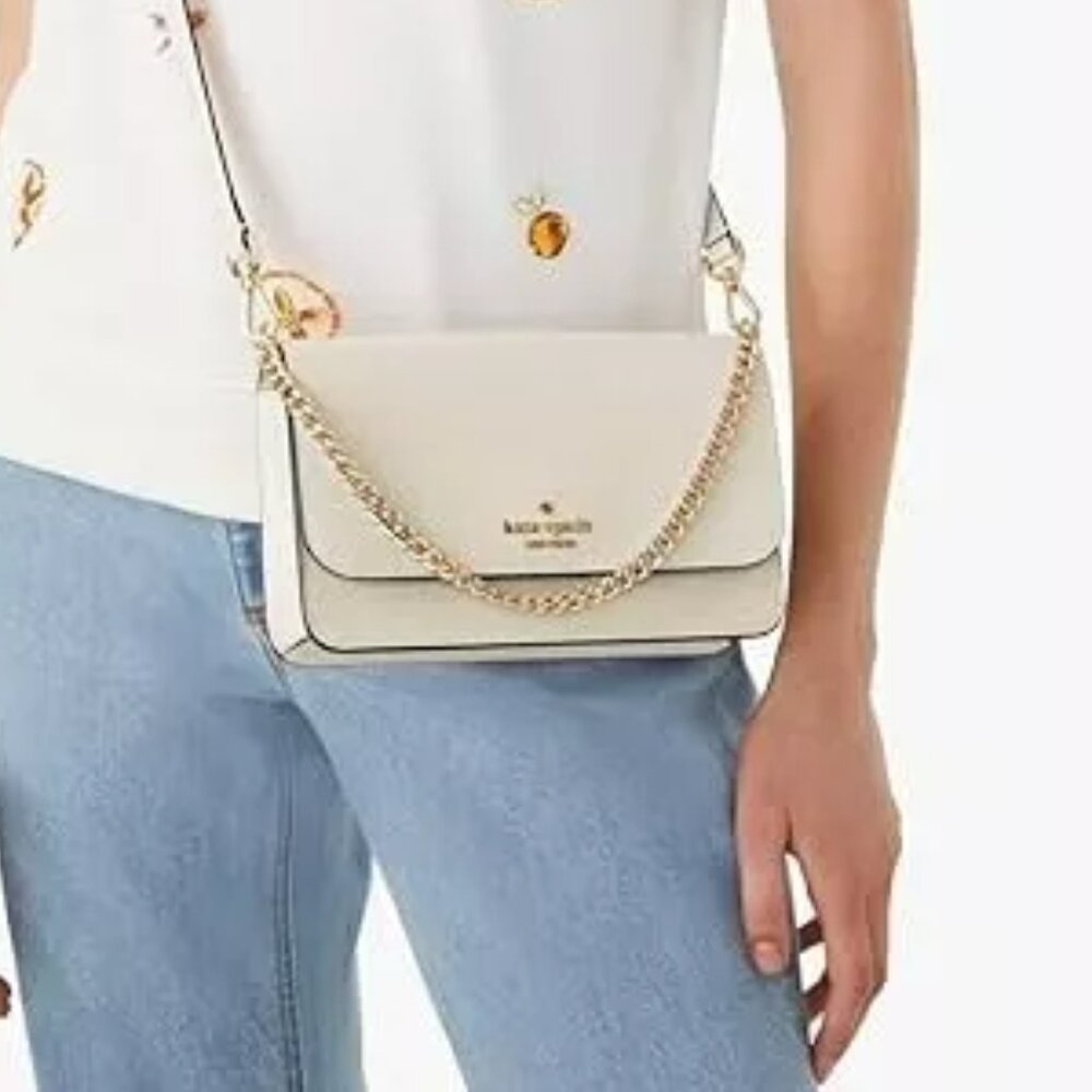 Kate Spade Madison Saffiano Leather Small Flap Crossbody Meringue